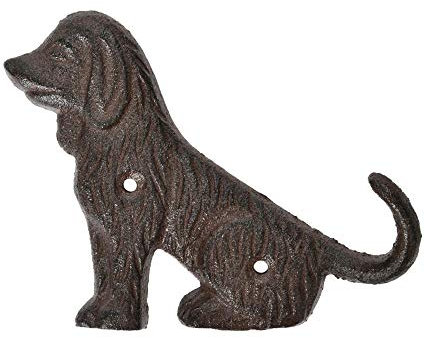 Esschert Design Wandhaken Hundeschwanz einzeln aus Gusseisen, 12,2 x 2,3 x 9,5 cm, Garderoben Haken für Wandmontage