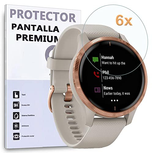 Protector de Pantalla para Garmin VENU 36mm - Forerunner 165 - Forerunner 165 Music, Reloj SmartWatch, Premium (Pack 6X)