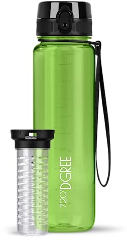 720°DGREE Botella de agua uberBottle – 1 litro, 1l, 1000ml | Novedosa botella deportiva | Para niños, fitness, bicicleta, deportes, fútbol, guardería, escuela, pequeños, antigoteo