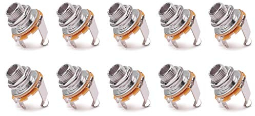 Alnicov 1/4 pouce Mono Jack Socket Stratocaster Connecteur de Remplacement Femelle Montage Sur Panneau pour Bass Electric 10 Pcs