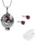 JinYu 2 Set Die Vampir-Tagebücher Elena Gilbert Eröffnung Vervain Medaillon Anhänger Halskette und rote Ohrringe mit transparenter Box