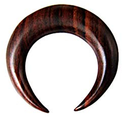 CHICNET Holz Septum Lobe Ohr Nasen Piercing Sichel 3mm 4mm 6mm gedehnte Ohren Nase Dehnschnecke Dehnstab Spike Hufeisen Form dunkel braun Damen Herren 03 mm