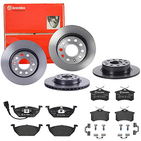 Bremsen Set Bremsscheiben und Bremsbeläge Brembo vorne hinten passend für VW Golf 5 und weitere Modelle