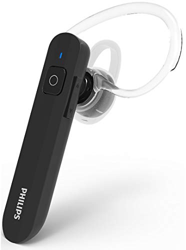 PHILIPS SHB1603/10 - Mono Headset Bluetooth - Kabellos Telefonieren - Weichgel-Ohrstöpsel - Schwarz, 1,6 x 3,6 x 2,2 cm