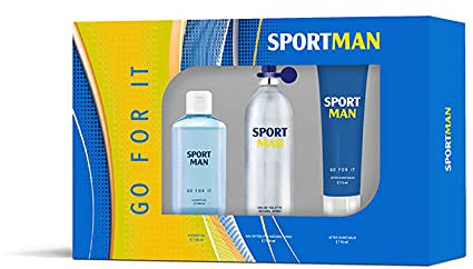 SPORTMAN - Go For It, Estuche de Regalo Hombre, Colonia 150 ml + Gel de Baño 100 ml + After Shave 75 ml, Eau de Toilette Natural y Masculina, Aroma Cítrico, Fragancia Fresca, Deportiva y Duradera