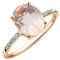 Miore Bague de fiançailles en or rose 9 carats avec pierre en quartz rose et diamants naturels, bague en or massif, bague de mariage - livrée avec boîte à bijoux, Or rose, Quartz rose ; diamants