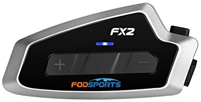 Fodsports FX2 Motorcycle Bluetooth Headset, Motorbike Intercom for 2 Rider, Bluetooth Helmet Communication System with FM Radio, Handsfree, Voice Dial, Stereo Music, Waterproof