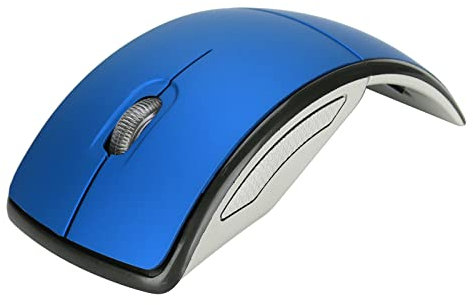 Souris Pliante, Souris à Arc sans Fil 2,4 G avec Récepteur USB, Souris D'ordinateur Ergonomique Portable Ultra Fine Réglable 1600 DPI pour Bureau à Domicile(Bleu)