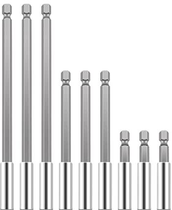 EFUTURETIME 9 x Magnetische Bit Verlängerung, Schnellwechsel Bithalter, 1/4 Hex-Shank Bithalter Lang, für Elektrische Bohrmaschine Schlagschrauber Schraubendreher, 5cm/10cm/15cm