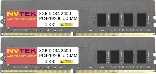 NVTEK 16GB (2X8GB) DDR4 2400MHZ PC4-19200 UDIMM 1Rx8 1.2V 288-PIN Non-ECC Unbuffered Desktop PC Computer Memory KIT