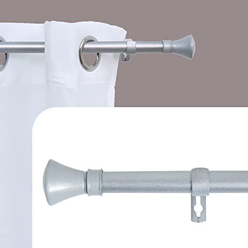 DALINA TEXTIL - Barras de Cortina Extensible 19mm - Barra Cortinas fina para Salón Dormitorio - Palos Cortinas Delgado (Plateado) Rústico 70-120cm