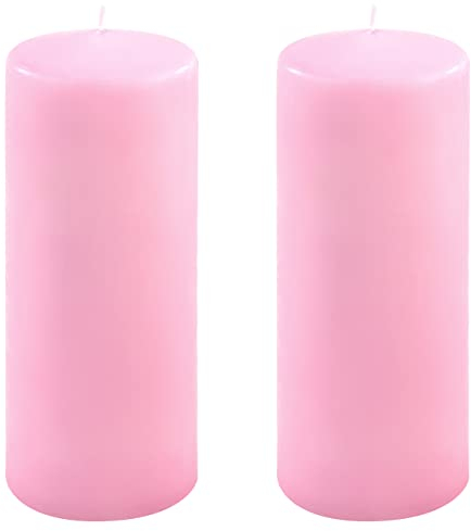 Stumpenkerze Höhe 20 cm Ø 7,5 cm lange Brenndauer Rund-Kerze Säulenkerzen Kerzen-Deko Tafelkerzen Weihnachts-Kerzen Hochzeit Xmas (pink, 2)