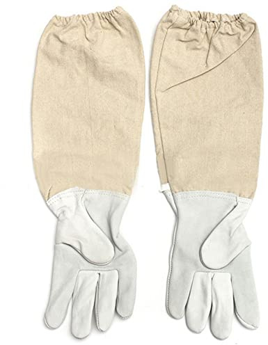 10162200055 biodlarhandskar av läder,Pilipane Slitstarka, stickbeständiga biodlarhandskar av getläder, ventilerande, bekväma, elastiska muddar, biodlingsbehov (XXL)