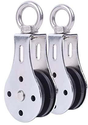 ModularSports drehbare Umlenkrolle aus geschliffenem Stahl 2er Set/Umlenkrolle Stahlseil bis 10 mm/Fitness Seilrolle mit 330 kg Tragkraft/robuste Flaschenzug Umlenkrolle Indoor