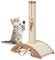 Relaxdays Columna Poste Rascador para Gatos con Base Arco Sisal, Árbol Mininos con Juguetes, Hogar, Marrón, Fibra Vegetal, 52 x 42 x 22 cm Aprox