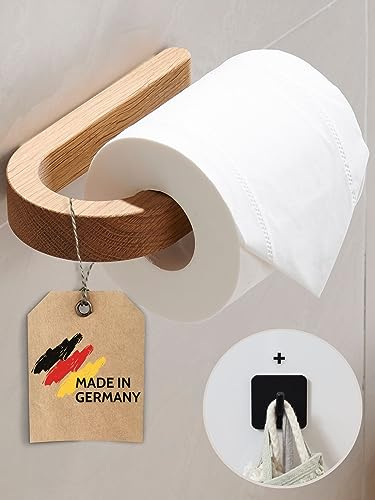 DEKAZIA® Porte Papier Toilette Bois Mural - Support et Dérouleur Adhésif - Distributeur Papier Toilette - Déco Toilette