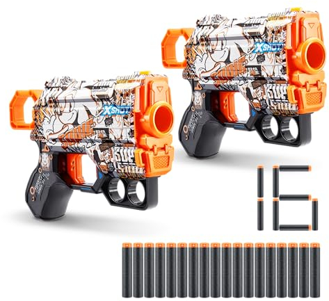 XSHOT Skins Sonic Retro Menace Blaster (2 Blasters) – Skin mit Sonic The Hedgehog (16 Darts) von ZURU