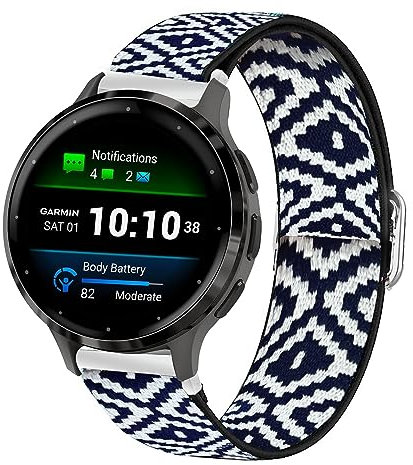 Blueshaweu Bracelet de rechange en tissu réglable pour Garmin Venu 3S - Doux et extensible - Pour montre connectée Garmin Venu 3S/Venu 2S/Forerunner 265S/Forerunner 255S/Vivomove 3S