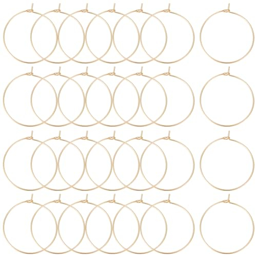 Beebeecraft 1 Box 100 Stück Creolen Ohrringe 18 Karat Vergoldet Edelstahl 30 mm Weinglas Anhänger Ringe Mit 0.7 mm Stift DIY-Ohrring-Perlen Für Die Herstellung von Creolen