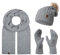 Rock Creek Winter Mütze mit Bommel Schal Set Geschenkset Wintermütze Winterschal Winterhandschuhe Herrenmütze Damenmütze U-102 Grau Einheitsgröße