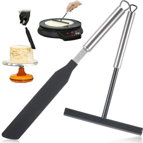 Juego de distribuidor de crepes, distribuidor de panqueques, distribuidor de masa, crepes, cubiertos, crepes, crepes, accesorios para hacer crepes, acero inoxidable, distribuidor de masa para los