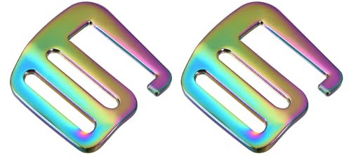QUARKZMAN Ganci in Metallo a forma G, 2pz 0,98 (25mm) Fibbia Scorrevole Regolabile a Onda con Gancio a G per Cinghie Zaino, Multicolore