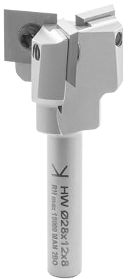 ENT 20427 Placas reversibles Fresa para planear Vástago (S) 8 mm, Diámetro (D) 28 mm, NL 12 mm, GL 60 mm, SL 35 mm, Z3 de tres filos, de Metal duro, para fresadoras