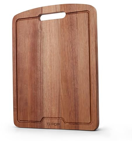 Tabla de Cortar de Madera de 38 x 30 cm, el Bloque más Grande para Cortar Pavo, Carne, Verduras, Barbacoa, Tabla de Embutidos de Queso con Agujero para Colgar y Ranura para Jugos