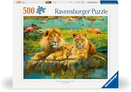 Ravensburger 12000220 - Lions in the Savanna - 500 pieces jigsaw puzzle – Puzzle for adults and kids age 12 years up, animal puzzle
