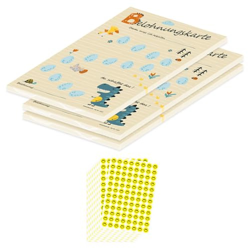 PRICARO Belohnungskarte Dino, magnetisch, A5, 50 Blatt, 3 Stück