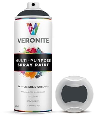 Veronite 1 x Spray Paint 400ml - Anthracite Grey for Metal, Plastic, Wood, Fabric, Glass & Furniture - Ultra Adhesion/Coverage - RAL 7016