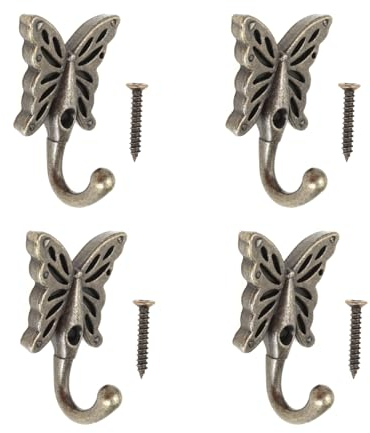 VGOL 4 ganci da parete a forma di farfalla antichi decorativi ganci da parete per camera da letto bagno cucina vestiti cappello cappotto asciugamano con viti bronzo