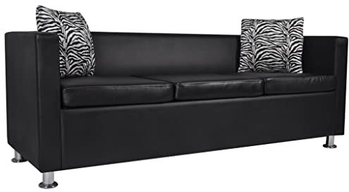 UTSRABFA Schlafsessel Küchenbank Wohnzimmer Couch 3-Sitzer-Sofa Kunstleder Schwarz Geeignet für Café, Wohnzimmer, Gästezimmer, Büro