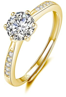 Kamise Silver Promise Rings for Couples, 925 Sterling Silver Engagement Ring for Men/Women, Adjustable Open Couple Band Eternity Rings with Cubic Zirconia, Hypoallergenic Bride Ring with Gift Box