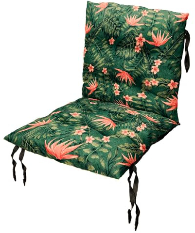 Sitzkissen Gartenstuhl mit Rückenlehne 50 x 50 cm Monstera Blatt - Beständig Gegen Schimmel und Feuchtigkeit - Handgefertigt Wasserdicht Sitzauflagen für Gartenstühle mit Befestigungsschnüre