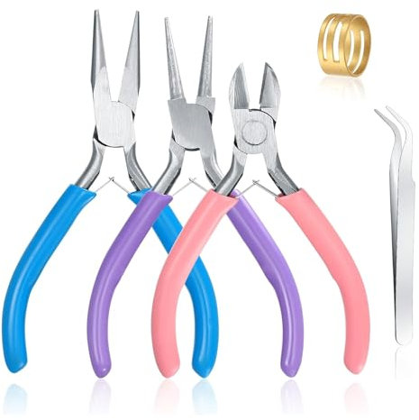 3 Pcs Jewelry Pliers Set - Needle Nose, Round Nose and Wire Cutters for Jewelry Making, Repair and Crafts，Wire Wrapping Beading Crafts Pliers
