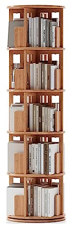 NADYE Bücherregal, drehbares Bücherregal, um 360° drehbares, 5-stufiges, vom Boden bis zur Decke reichendes Bücherregal, stilvolles, schönes Bücherregal für den Wohnbereich
