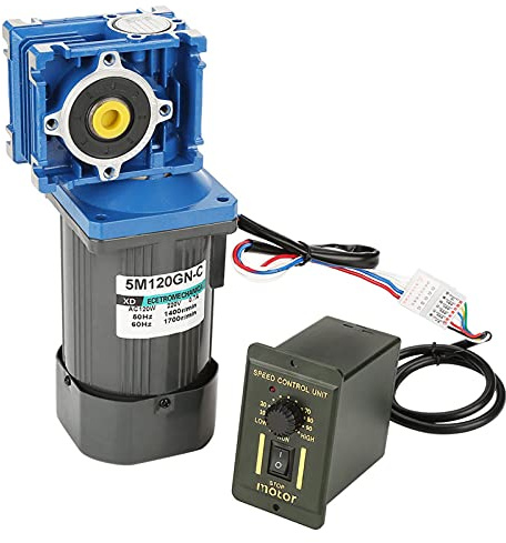 Moteur à Engrenage à Vis sans Fin, Moteur Réglable à Vitesse Réglable de 120 W AC 220 V pour la Maison, Bobine de Cuivre, Engrenage en Métal, Double Roulement, Structure (Rapport