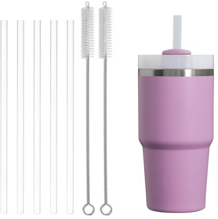 Stanley Cup Straws for 14oz and 20oz, Replacement Clear Straws for 40oz Adventure Quencher Tumbler, Plus Straw Cleaner Brush for Cup Accessories