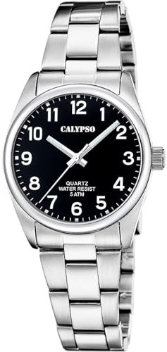 Calypso Analoge Damenuhr K5863/4 Quarz - Wasserdicht 5 ATM Hochpräzises Uhrwerk - Eleganter und Klassischer Stil - Silberfarbenes Edelstahlarmband - Basic