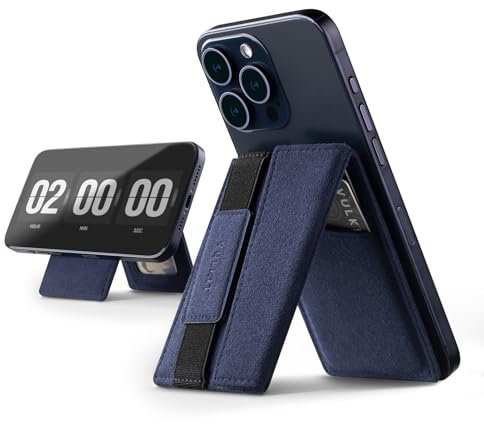 VULKIT Magnetic Wallet Leather Adjustable Magnetic Phone Stand Card Holder with Phone Grip RFID/NFC Blocking Functionality Magsafe Phone Case Compatible with iPhone 12/13/14/15 Series