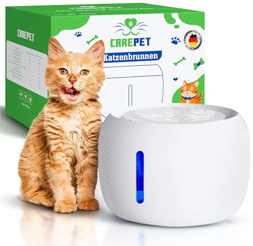 Katzen- und Hunde-Trinkbrunnen - 2,5L Automatischer Trinkbrunnen mit Aktivkohlefilter, Ultra-leisem Pumpenbetrieb, Sauberes und Gesundes Trinkwasser für Katzen (Weiß, 2.5L)