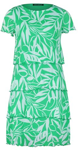 Betty Barclay Damen Stufenkleid mit U-Boot-Ausschnitt 44, Green/Cream