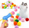SOBAYHS Lanzador de Bolas Interactivo para Gatos Con 50 Bolas de Felpa - Juguete Divertido