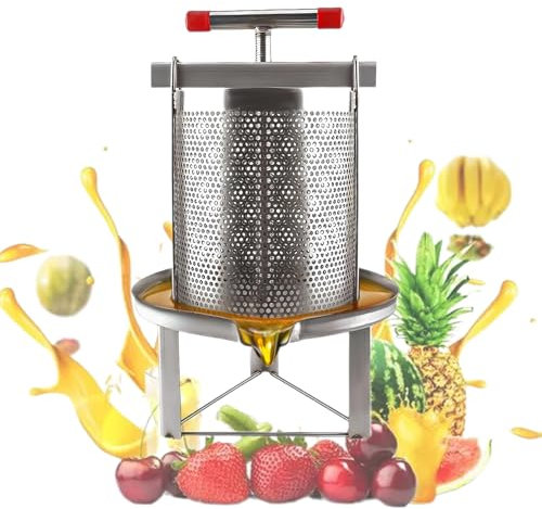 Manuelle Obstweinpresse Saftpresse für Wein, Apfelwein, Äpfel, Tinktur, Gemüse, Honig, Olivenöl, T-Griff, stabile dreieckige Struktur