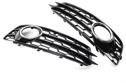 1 paio di griglie per fendinebbia anteriori cromate e nere, stile a nido d'ape, compatibili con Audi A3 8P S-Line 2009, 2010, 2011 e 2012.