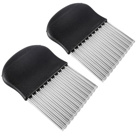 Crinkle Cutter - ShiningUU 2 Pcs Set Stainless Steel Crinkle Chip Cutter for Fries & Chips | Potato Chipper & Vegetable Knife for Perfect Wavy Cut​ for Kitchenware Suitable for Beginners