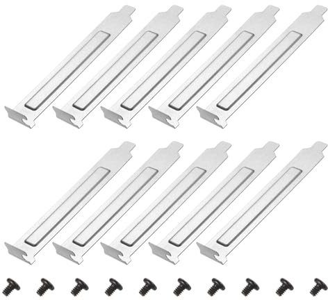 PATIKIL PCI Slot Cover Dust Filter 12 x 1.9cm, 10 Pcs Steel Dustproof Blanking Plate Ventilation Deflector Bracket Expansion Blank Plate with Screw for Computer Cases, Silver