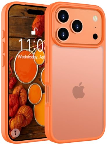 Andwing Matt Hülle für iPhone 17 Pro 6,3 Zoll Orange | Militärstandard FallSchutz Handyhülle,Mattierte Durchscheinende Rückseite Schutzhülle,Anti-Fingerabdruck Kratzfest Haltbar