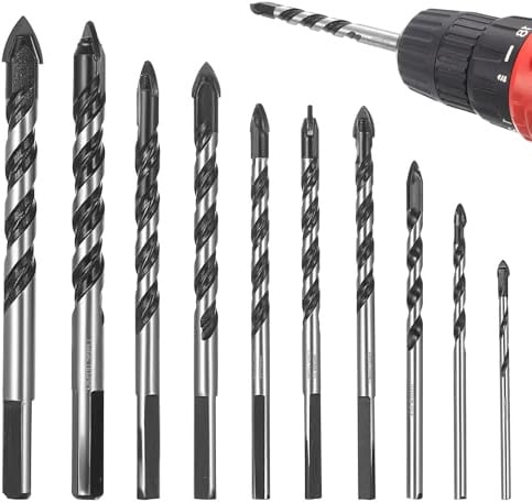 Okeno Select 10 Stück Fliesenbohrer Set, Glasbohrer Set, Professionelles Wolframcarbid Bohrer Fliesenschneider für Keramik Glas Beton Kunststoff Porzellan Fliesen Bohrer Sets, 3/4/5/6/6/6/8/8/10/12mm